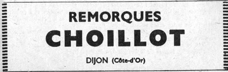 Choillot September 1959 Advertisement — Trailers, Dijon — page 1 of 1