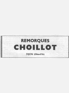 Choillot advertisement from L'Officiel du cycle, 3-17 August 1959, page 24: the firm's name is set in heavy black capitals inside a plain frame with hatched side borders, with the word REMORQUES above it and the town and department beneath it.