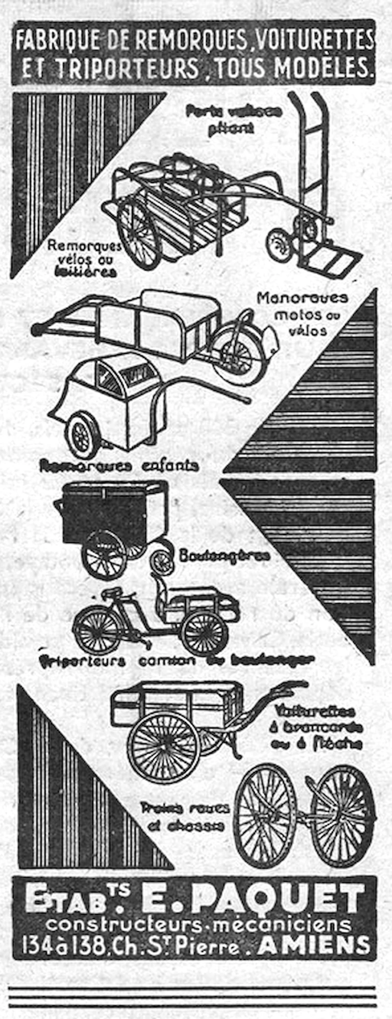 Paquet 1959 Advertisement — Trailers, Voiturettes and Triporteurs — page 1 of 1