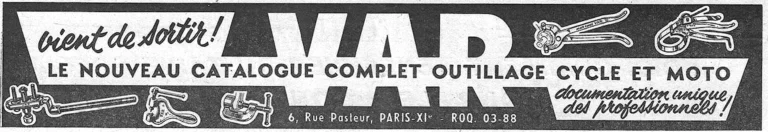 VAR 1959 Advertisement — The New Complete Catalog of Cycle and Motorcycle Tools — page 1 of 1