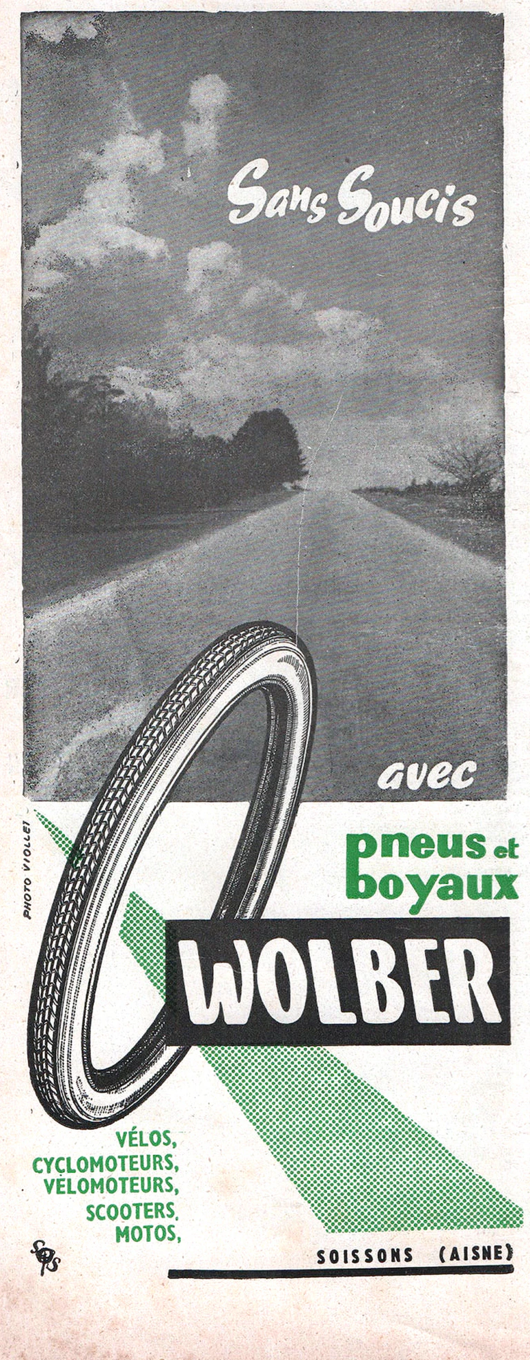 Wolber 1959 Advertisement — Sans Soucis with Wolber Tires and Tubulars — page 1 of 1