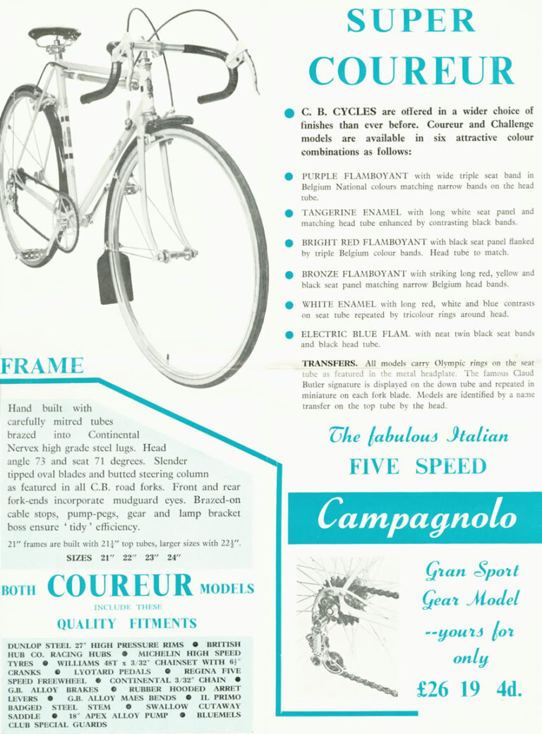 Claud Butler 1961 Catalog — The Coureur, Challenge, European, Cordon Bleu and Olympic, from C. B. Cycles — page 3 of 8