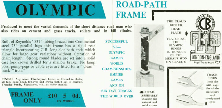 Claud Butler 1961 Catalog — The Coureur, Challenge, European, Cordon Bleu and Olympic, from C. B. Cycles — page 7 of 8