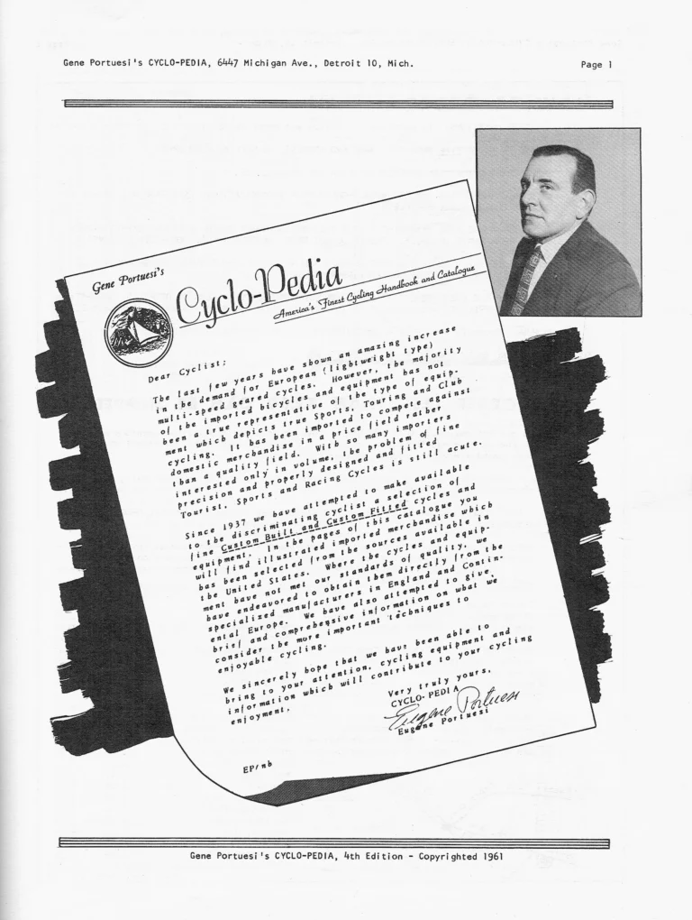 Gene Portuesi's Cyclo-pedia 1961, Fourth Edition (14 Pages) — Cycling Tips, Cycle-Camping, Maintenance, Lyotard Pedals and Gear Tables — page 2 of 14