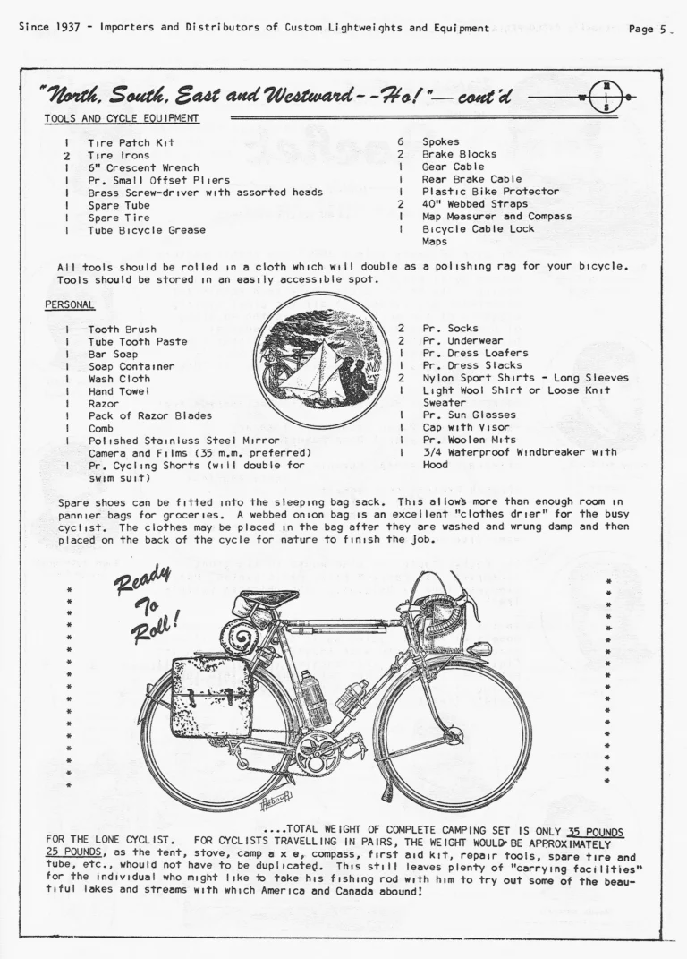 Gene Portuesi's Cyclo-pedia 1961, Fourth Edition (14 Pages) — Cycling Tips, Cycle-Camping, Maintenance, Lyotard Pedals and Gear Tables — page 4 of 14
