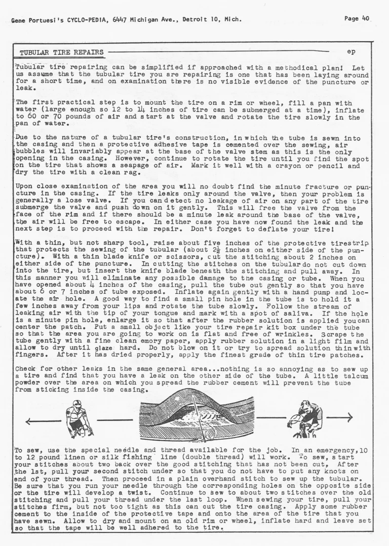 Gene Portuesi's Cyclo-pedia 1961, Fourth Edition (14 Pages) — Cycling Tips, Cycle-Camping, Maintenance, Lyotard Pedals and Gear Tables — page 9 of 14