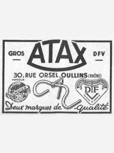 Atax advertisement from Le Cycle, January 1964, page 29: a racing handlebar and stem between the Mondius globe and the DFV badge.