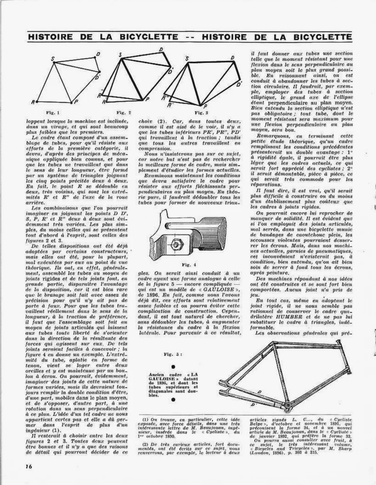 Histoire de la Bicyclette, the Bicycle Frame in 1899 — Le Cycle, January 1964 — page 2 of 4