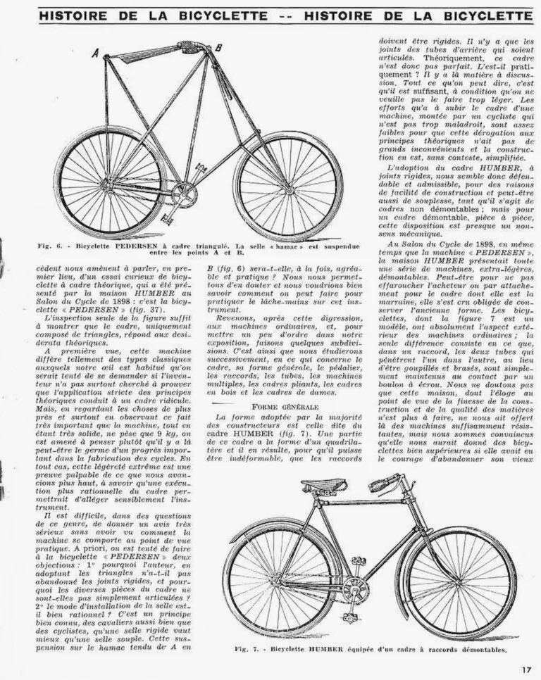 Histoire de la Bicyclette, the Bicycle Frame in 1899 — Le Cycle, January 1964 — page 3 of 4