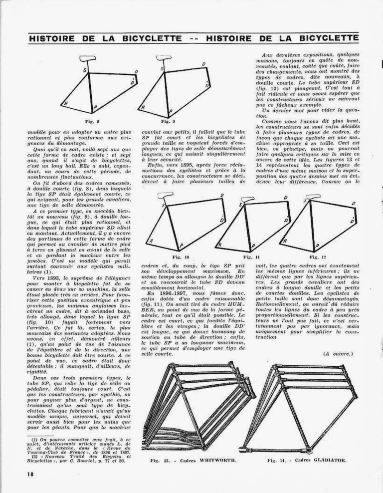 Histoire de la Bicyclette, the Bicycle Frame in 1899 — Le Cycle, January 1964 — page 4 of 4