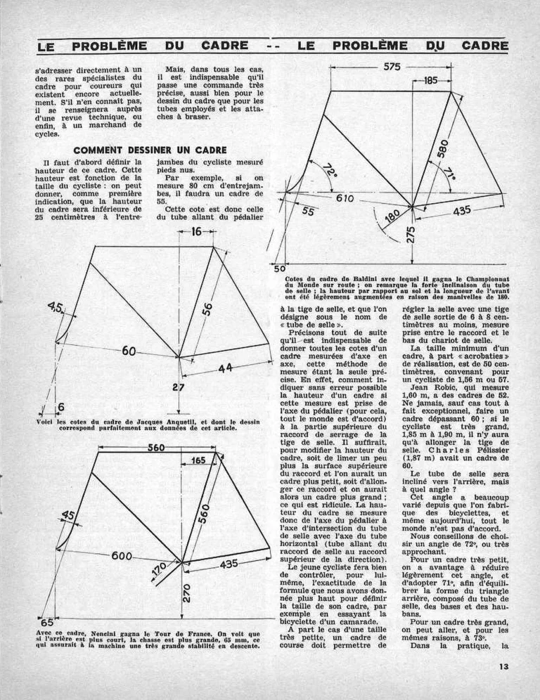 Un des principaux problèmes de la construction du cycle de course : le cadre — Le Cycle, January 1964, by Daniel Rebour — page 2 of 12