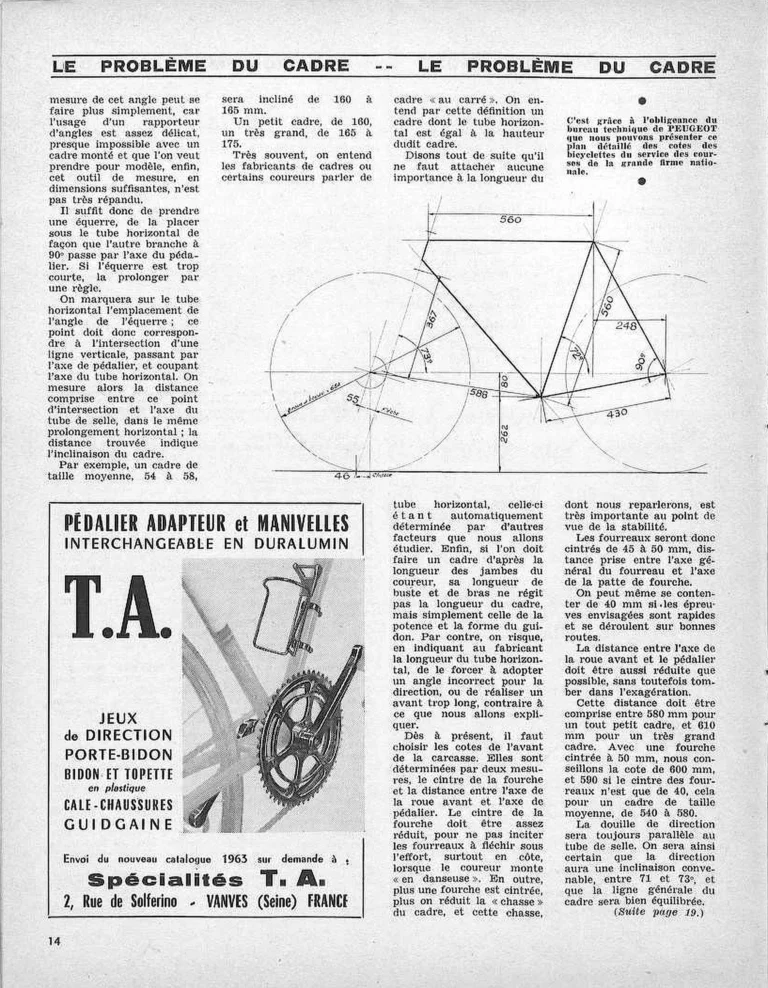 Un des principaux problèmes de la construction du cycle de course : le cadre — Le Cycle, January 1964, by Daniel Rebour — page 3 of 12