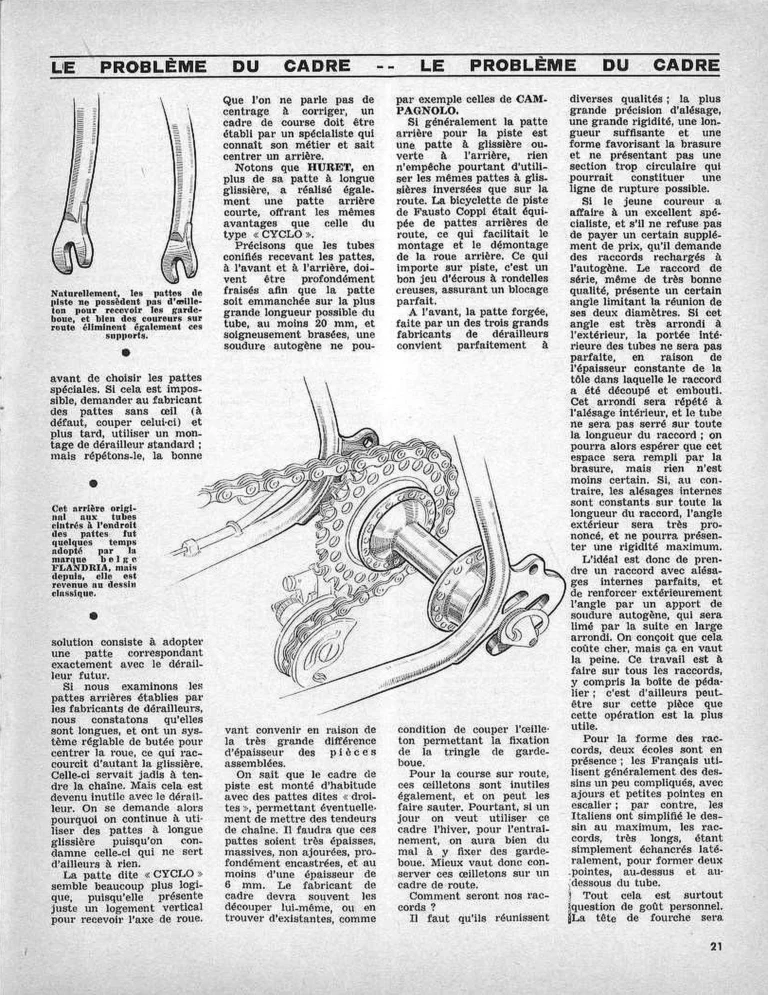 Un des principaux problèmes de la construction du cycle de course : le cadre — Le Cycle, January 1964, by Daniel Rebour — page 6 of 12