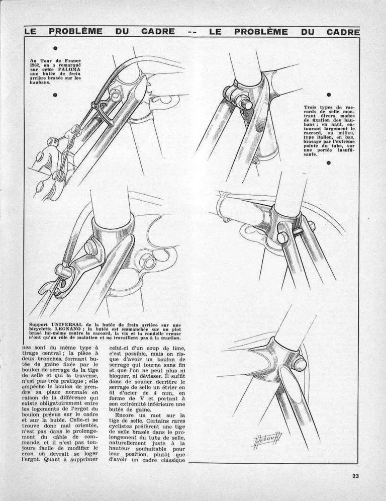 Un des principaux problèmes de la construction du cycle de course : le cadre — Le Cycle, January 1964, by Daniel Rebour — page 8 of 12