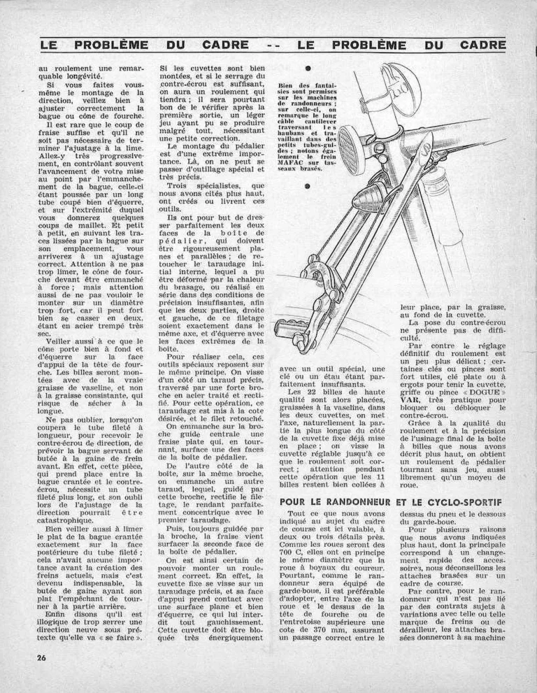 Un des principaux problèmes de la construction du cycle de course : le cadre — Le Cycle, January 1964, by Daniel Rebour — page 11 of 12
