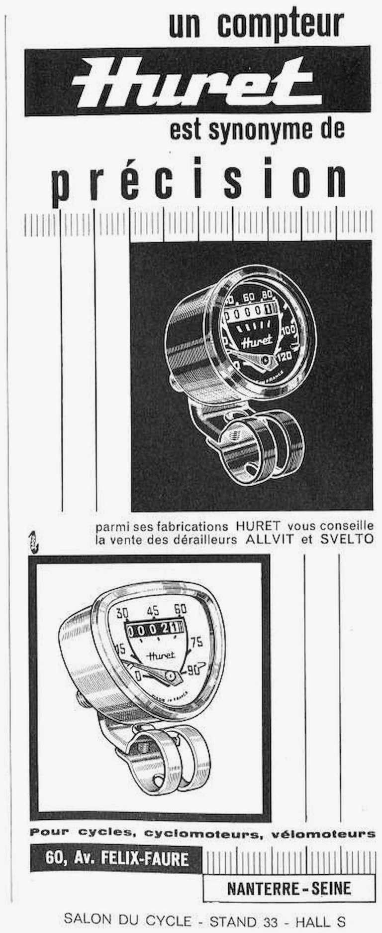 Huret 1964 Advertisement — A Huret Speedometer Means Precision — page 1 of 1
