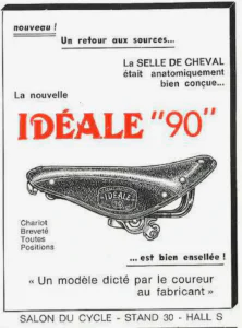 Idéale advertisement from Le Cycle, October 1964: the new Idéale 90 saddle drawn in profile under the red Idéale "90" headline.