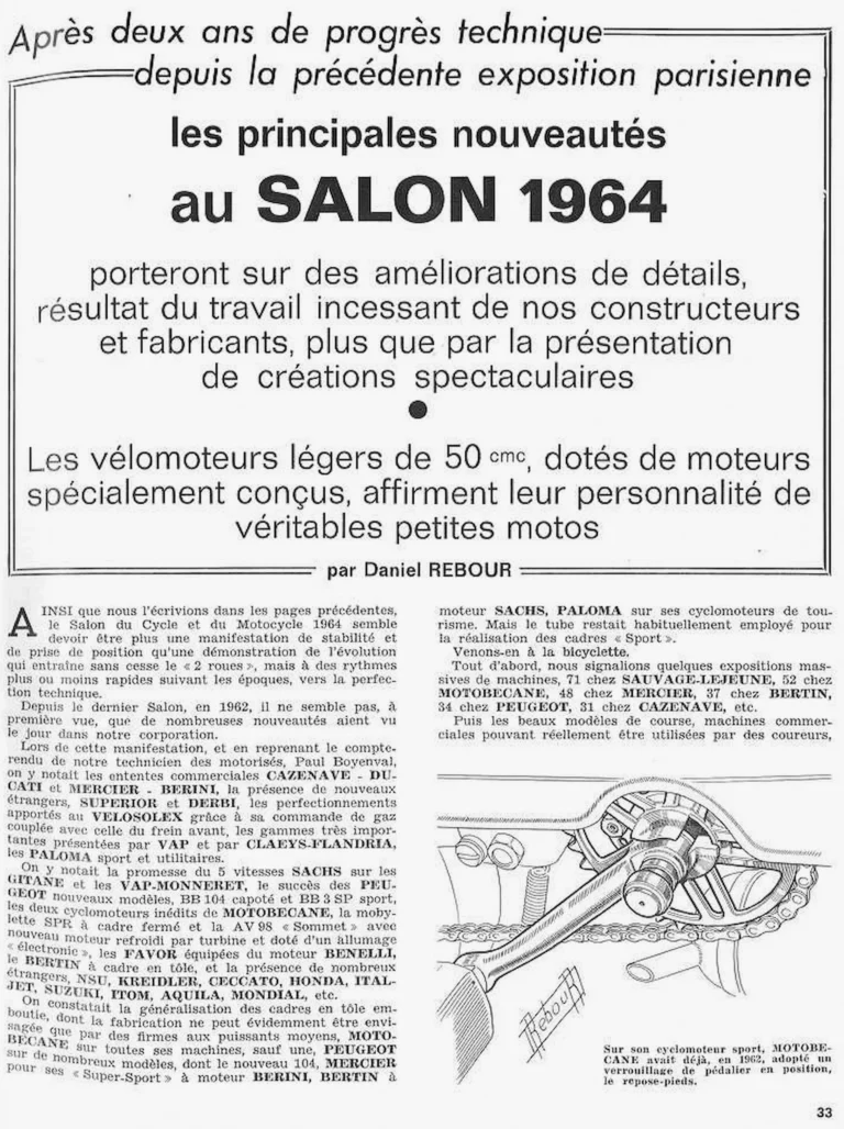 Les principales nouveautés au Salon 1964 — Le Cycle, October 1964, by Daniel Rebour — page 1 of 15