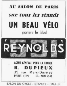 Reynolds advertisement from Le Cycle, October 1964: the Reynolds 531 label over hatched numerals, from the French agent R. Dupieux, Paris.