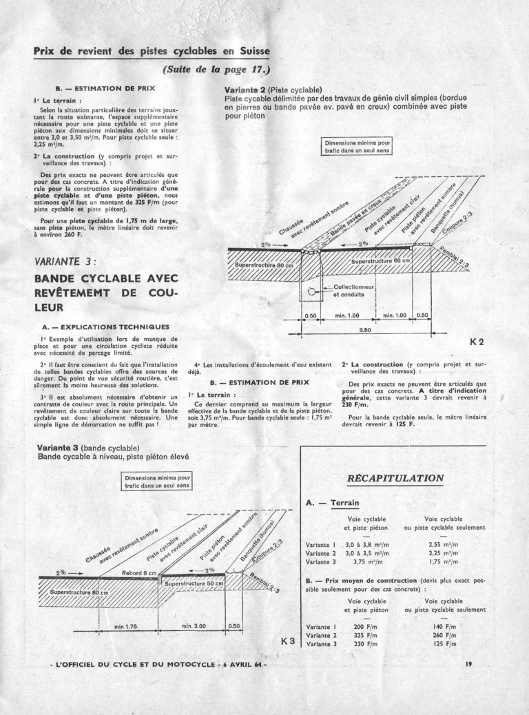 La propagande en faveur des pistes cyclables est soigneusement organisée — L'Officiel du cycle, 6 April 1964, Swiss Cycle Tracks and Their Cost — page 2 of 2