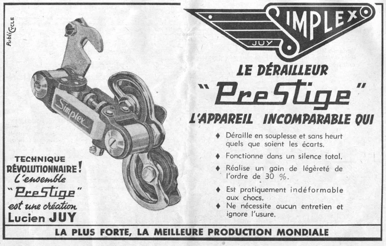 Simplex April 1964 Advertisement — The Prestige Derailleur, in L'Officiel — page 1 of 1