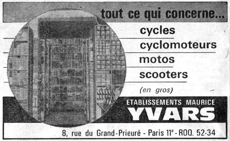 Yvars 1964 Advertisement — Everything for Cycles, Cyclomoteurs, Motorcycles and Scooters, Wholesale — page 1 of 1