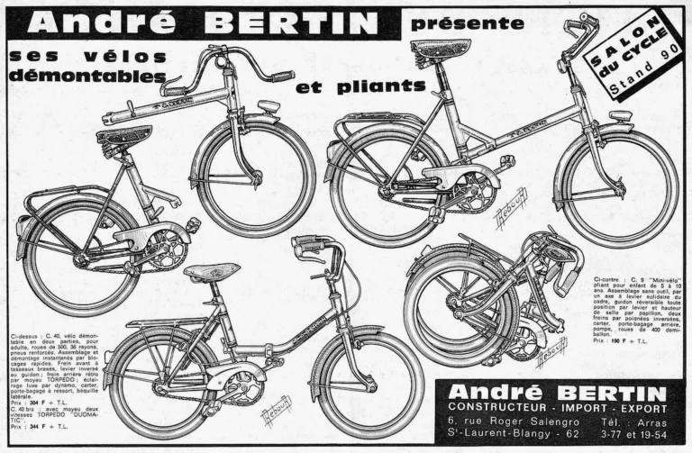 André Bertin 1966 Advertisement — Take-Apart and Folding Bicycles — page 1 of 1