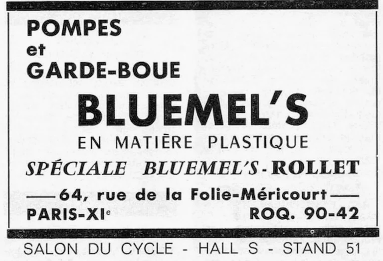 Bluemel's 1966 Advertisement — Plastic Pumps and Mudguards — page 1 of 1