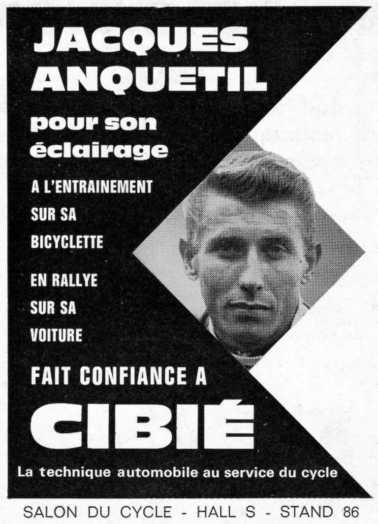 Cibié 1966 Advertisement — Jacques Anquetil Trusts Cibié for His Lighting — page 1 of 1