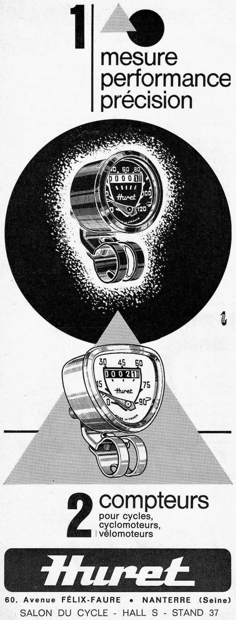 Huret 1966 Advertisement — Speedometers for Cycles and Mopeds — page 1 of 1