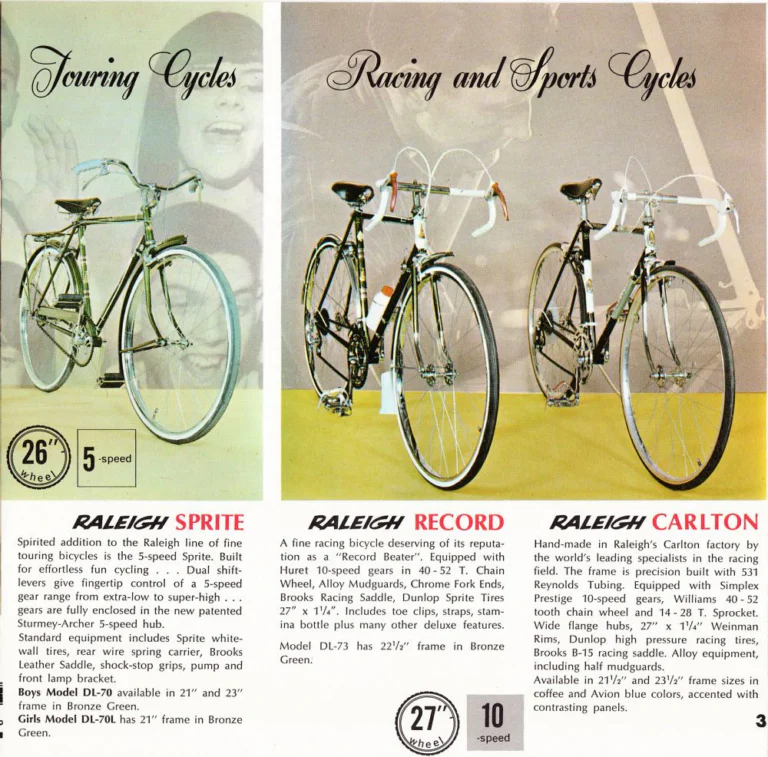 Raleigh 1967 Catalog — The World's Finest Bicycles Made in England (United States) — page 3 of 8