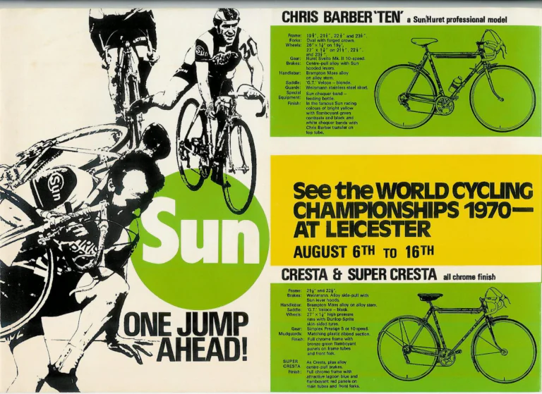 Sun 1970 Catalog — Lightweight Bicycles for the Enthusiast: the Sunmist, Snipe, Chris Barber Ten, Cresta and Mass Start Professional — page 3 of 5