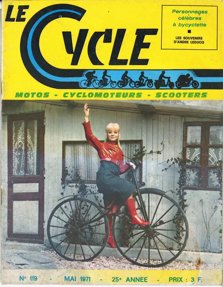 Le Cycle May 1971 Cover — A Singer on an Antique Michaux Velocipede — page 1 of 1