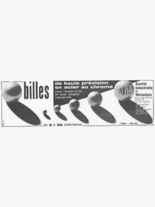 SIM advertisement from Le Cycle, May 1971, page 30: shaded steel balls of growing size throwing long shadows, the largest lettered SIM.
