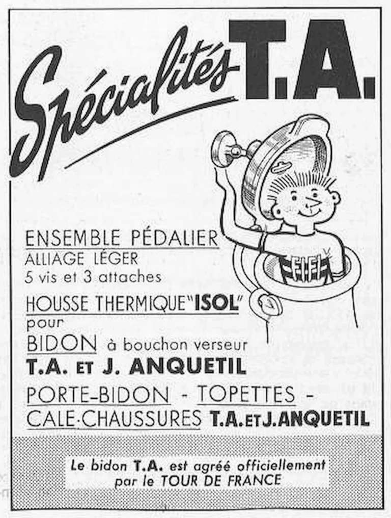 Spécialités TA 1971 Advertisement — Chainset, Isol Bottle Cover and the Tour de France Bottle — page 1 of 1