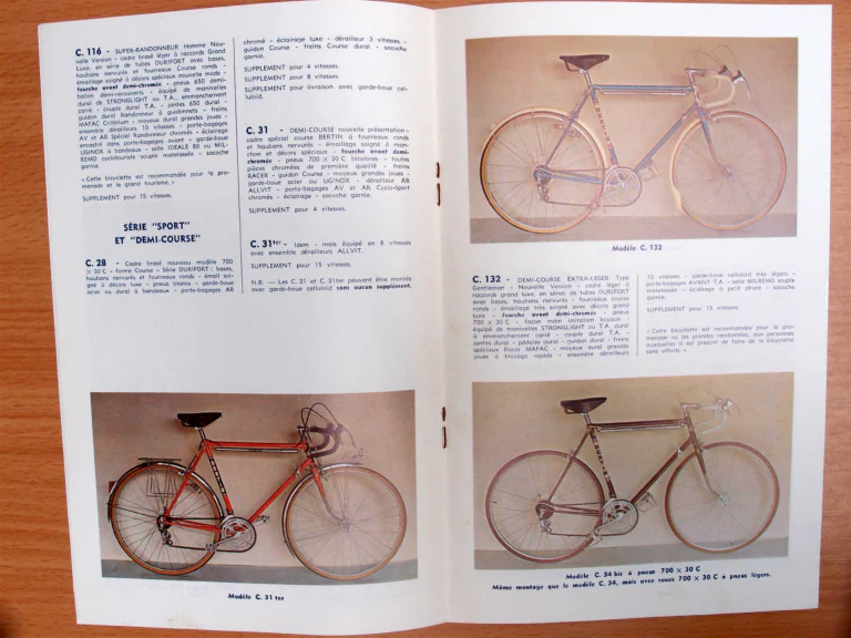 André Bertin March 1972 Catalog — Catalogue Cycles, the Bertin Range from Children's and Ladies' Bicycles to Touring, Racing and Folding Models — page 4 of 6