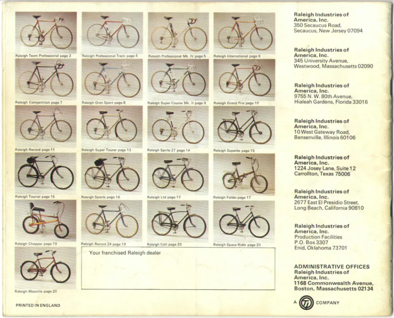 Raleigh 1974 Catalog — Lightweight Bicycles (United States) — page 25 of 25