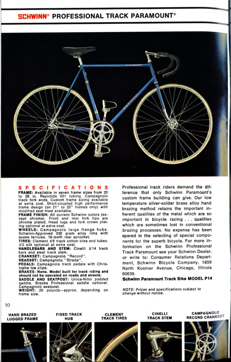 Schwinn 1976 Catalog — Cycling America: Paramount, Lightweight, Sting-Ray and Junior Bicycles, Parts and Accessories, with the Price List — page 10 of 64