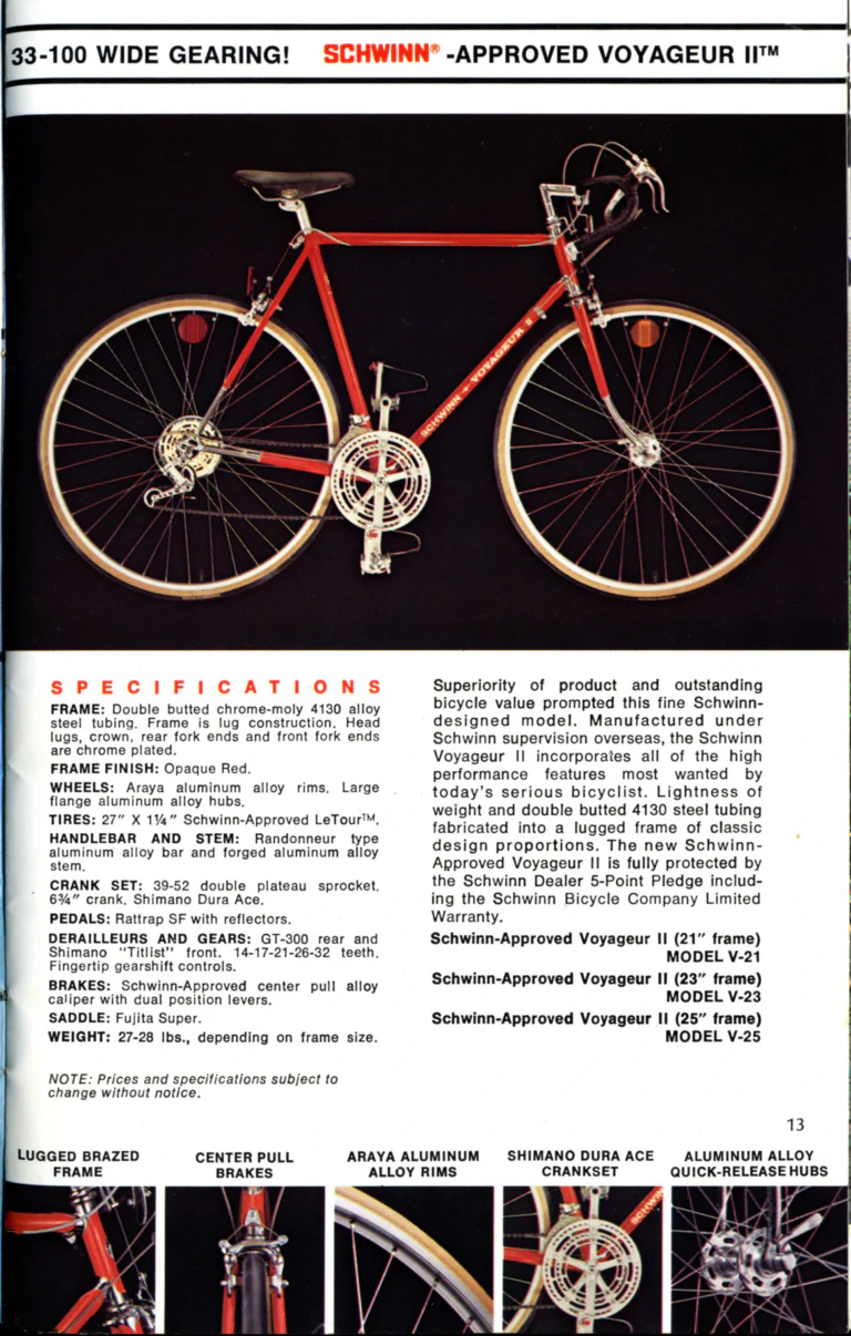 Schwinn 1976 Catalog — Cycling America: Paramount, Lightweight, Sting-Ray and Junior Bicycles, Parts and Accessories, with the Price List — page 13 of 64
