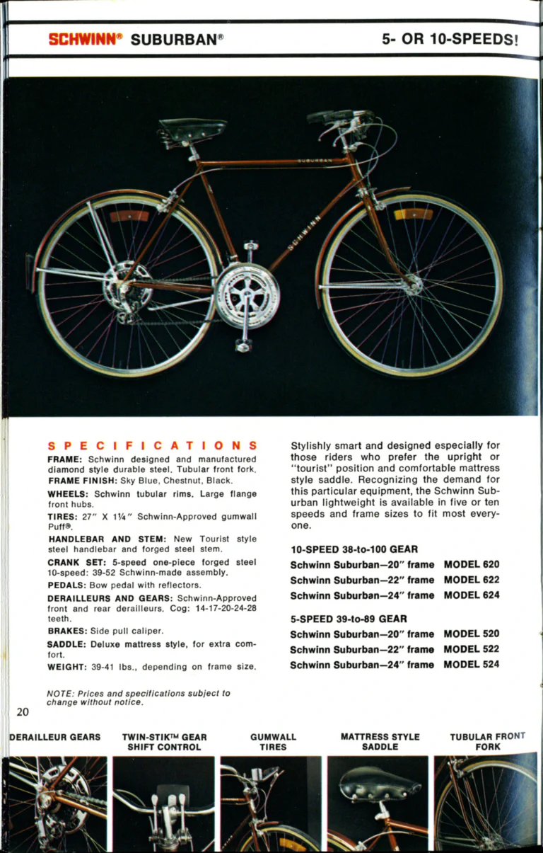 Schwinn 1976 Catalog — Cycling America: Paramount, Lightweight, Sting-Ray and Junior Bicycles, Parts and Accessories, with the Price List — page 20 of 64