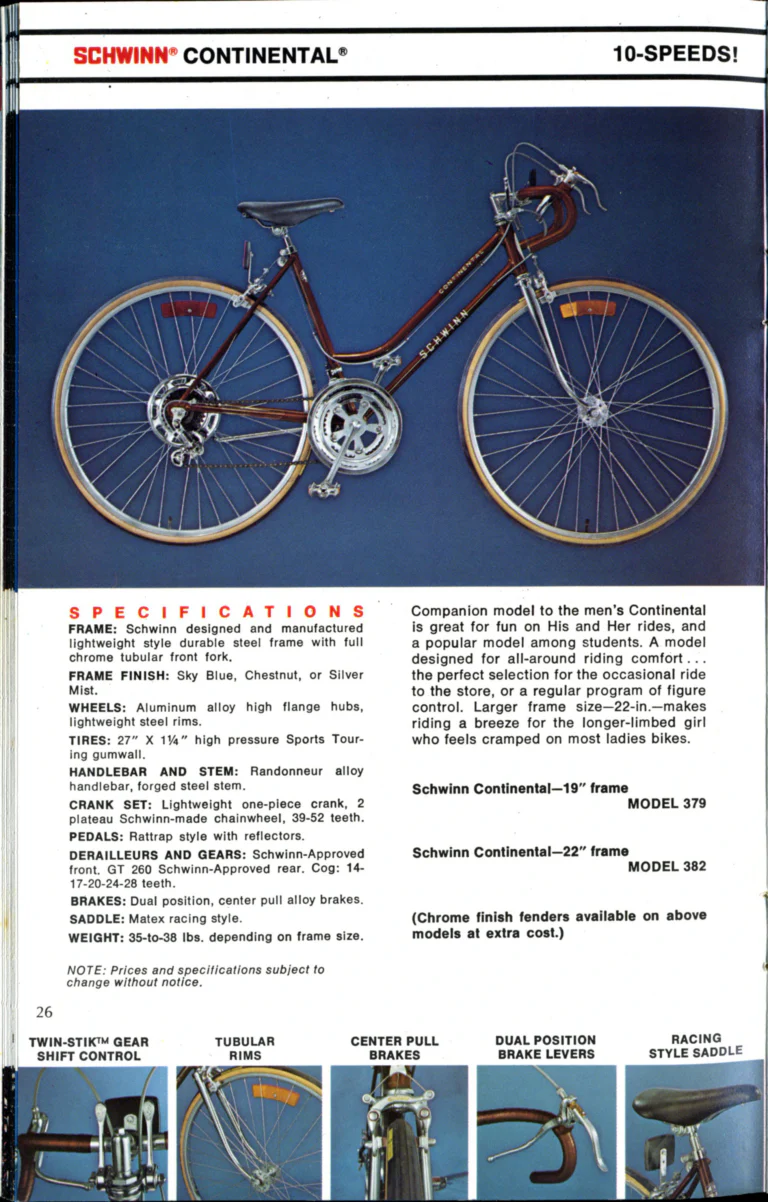 Schwinn 1976 Catalog — Cycling America: Paramount, Lightweight, Sting-Ray and Junior Bicycles, Parts and Accessories, with the Price List — page 26 of 64