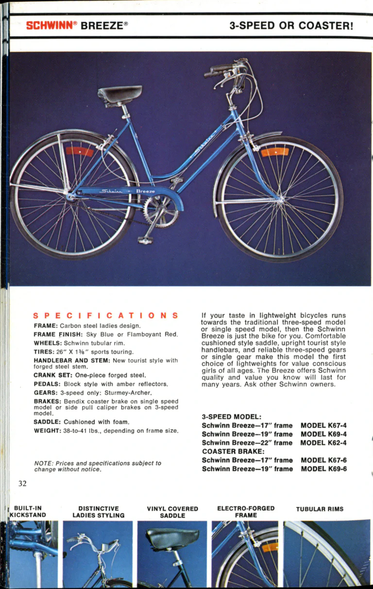 Schwinn 1976 Catalog — Cycling America: Paramount, Lightweight, Sting-Ray and Junior Bicycles, Parts and Accessories, with the Price List — page 32 of 64