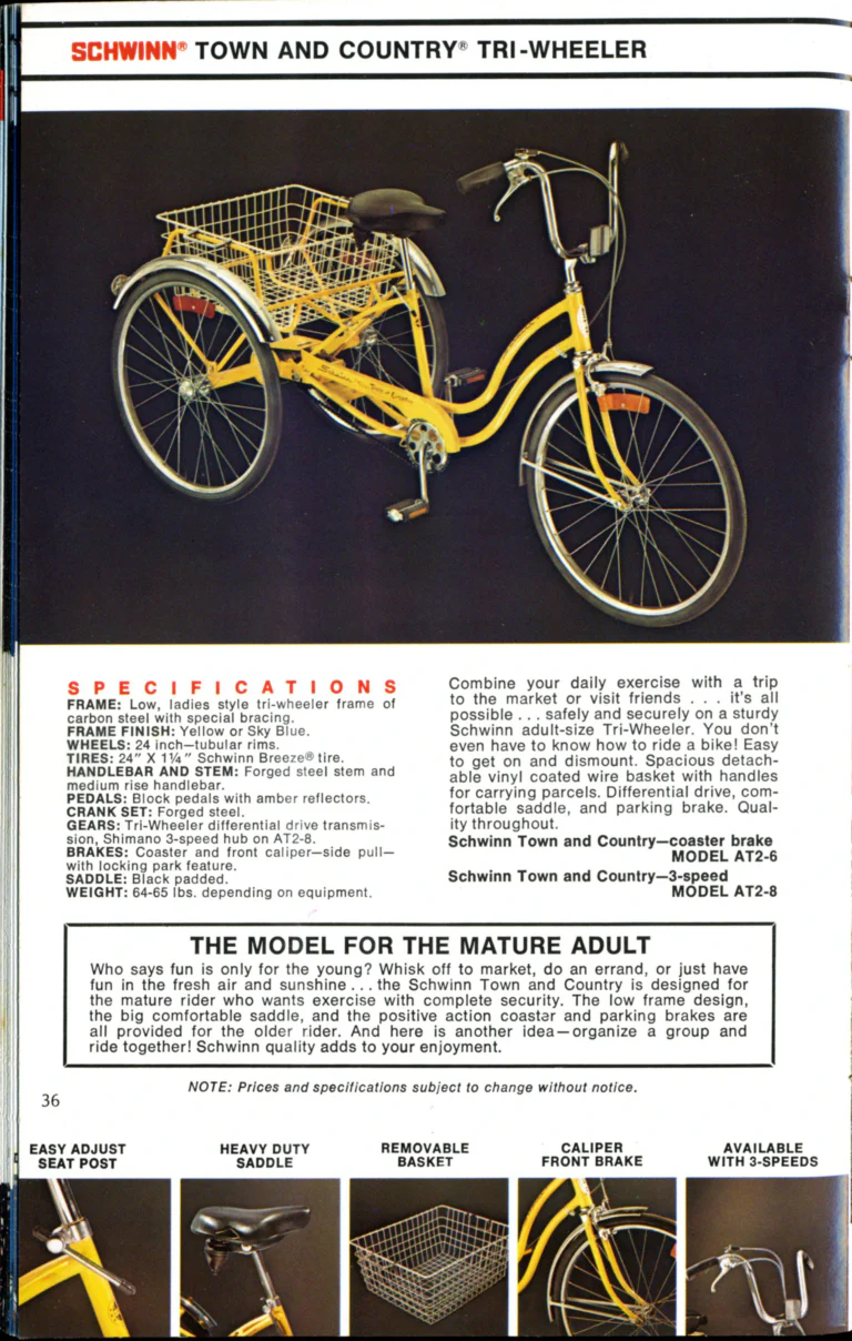 Schwinn 1976 Catalog — Cycling America: Paramount, Lightweight, Sting-Ray and Junior Bicycles, Parts and Accessories, with the Price List — page 36 of 64