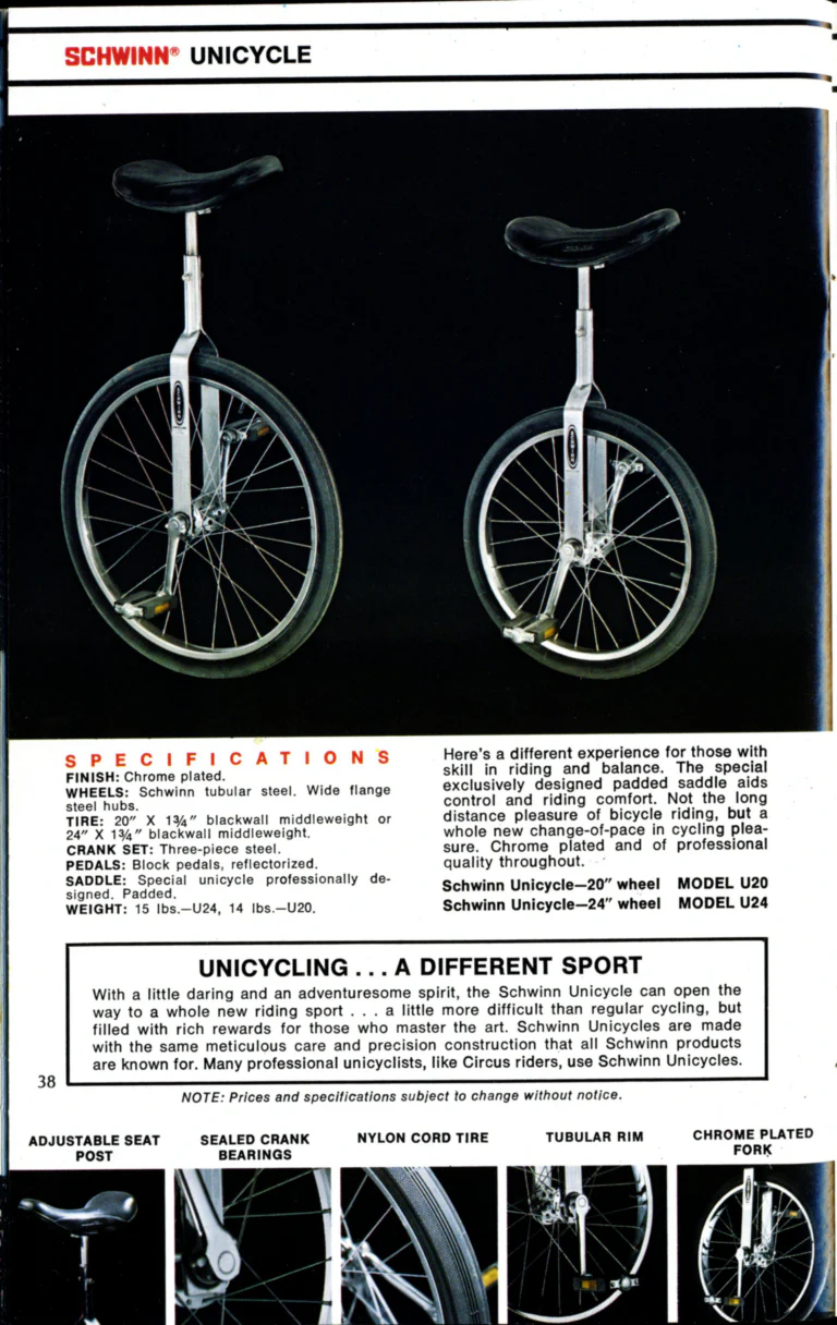 Schwinn 1976 Catalog — Cycling America: Paramount, Lightweight, Sting-Ray and Junior Bicycles, Parts and Accessories, with the Price List — page 38 of 64