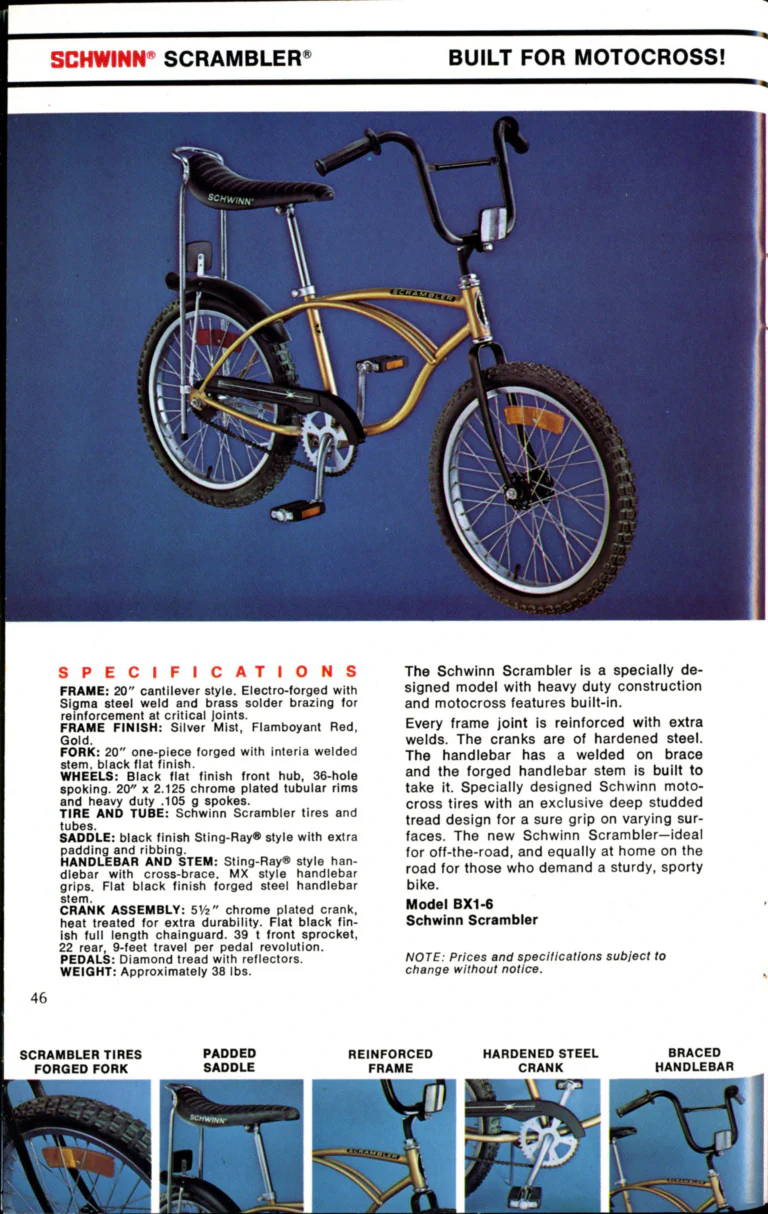 Schwinn 1976 Catalog — Cycling America: Paramount, Lightweight, Sting-Ray and Junior Bicycles, Parts and Accessories, with the Price List — page 46 of 64
