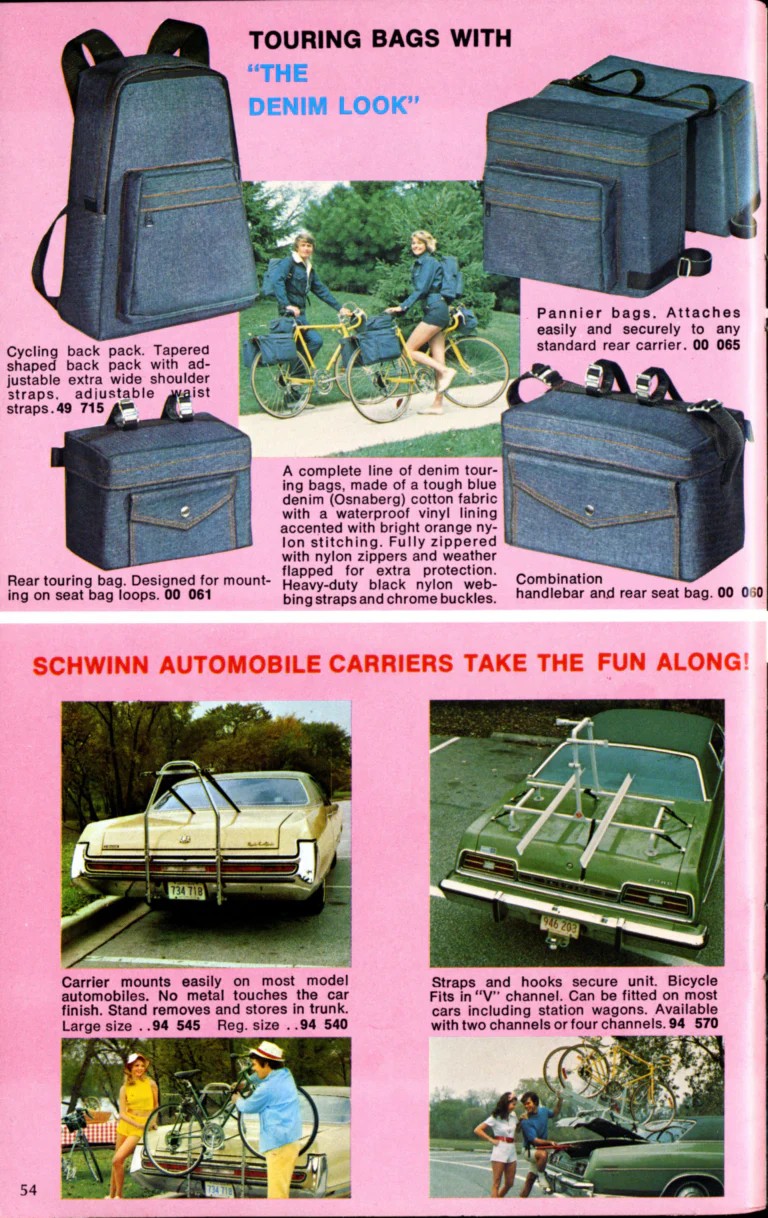 Schwinn 1976 Catalog — Cycling America: Paramount, Lightweight, Sting-Ray and Junior Bicycles, Parts and Accessories, with the Price List — page 54 of 64