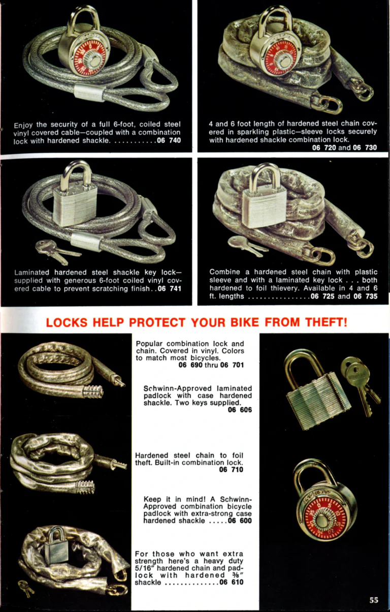 Schwinn 1976 Catalog — Cycling America: Paramount, Lightweight, Sting-Ray and Junior Bicycles, Parts and Accessories, with the Price List — page 55 of 64
