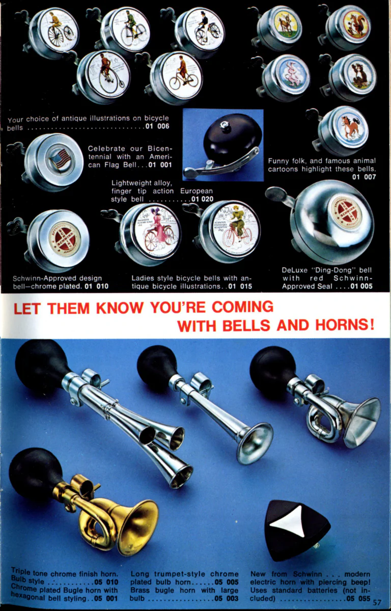 Schwinn 1976 Catalog — Cycling America: Paramount, Lightweight, Sting-Ray and Junior Bicycles, Parts and Accessories, with the Price List — page 57 of 64