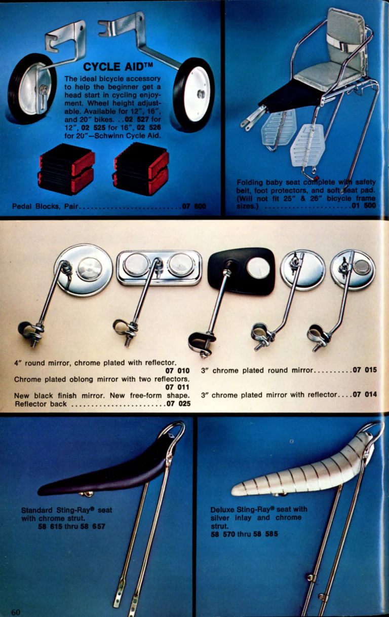 Schwinn 1976 Catalog — Cycling America: Paramount, Lightweight, Sting-Ray and Junior Bicycles, Parts and Accessories, with the Price List — page 60 of 64