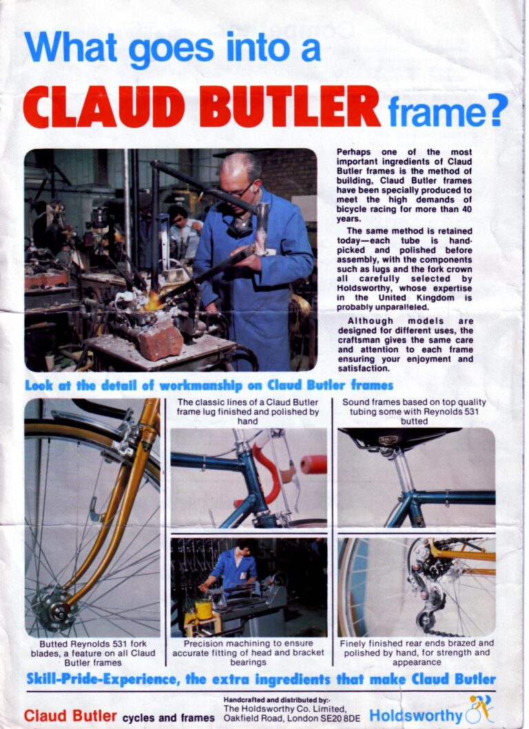 Claud Butler 1977 Brochure — Some of Today's Finest Bicycles: the Cresta, Cavalier, Velox, Competitor and Colstar — page 4 of 4